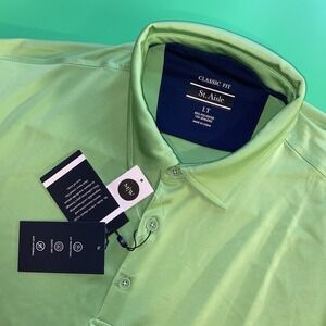St. Aisle NWT‎ Men's LT Green Short Sleeve Classic Fit Cotton Polo Shirt